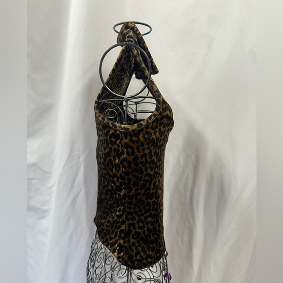 Y2K Hot Kiss leopard print velvet turtleneck top size S - Picture 4 of 7